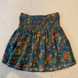 NATURAL LIFE Floral A-Line Skirt - Blue and Orange